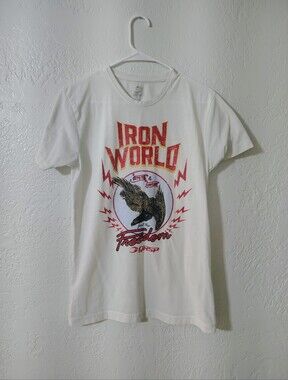 GASP Iron World Freedom Eagle Graphic Tee - White with Red & Gold Print